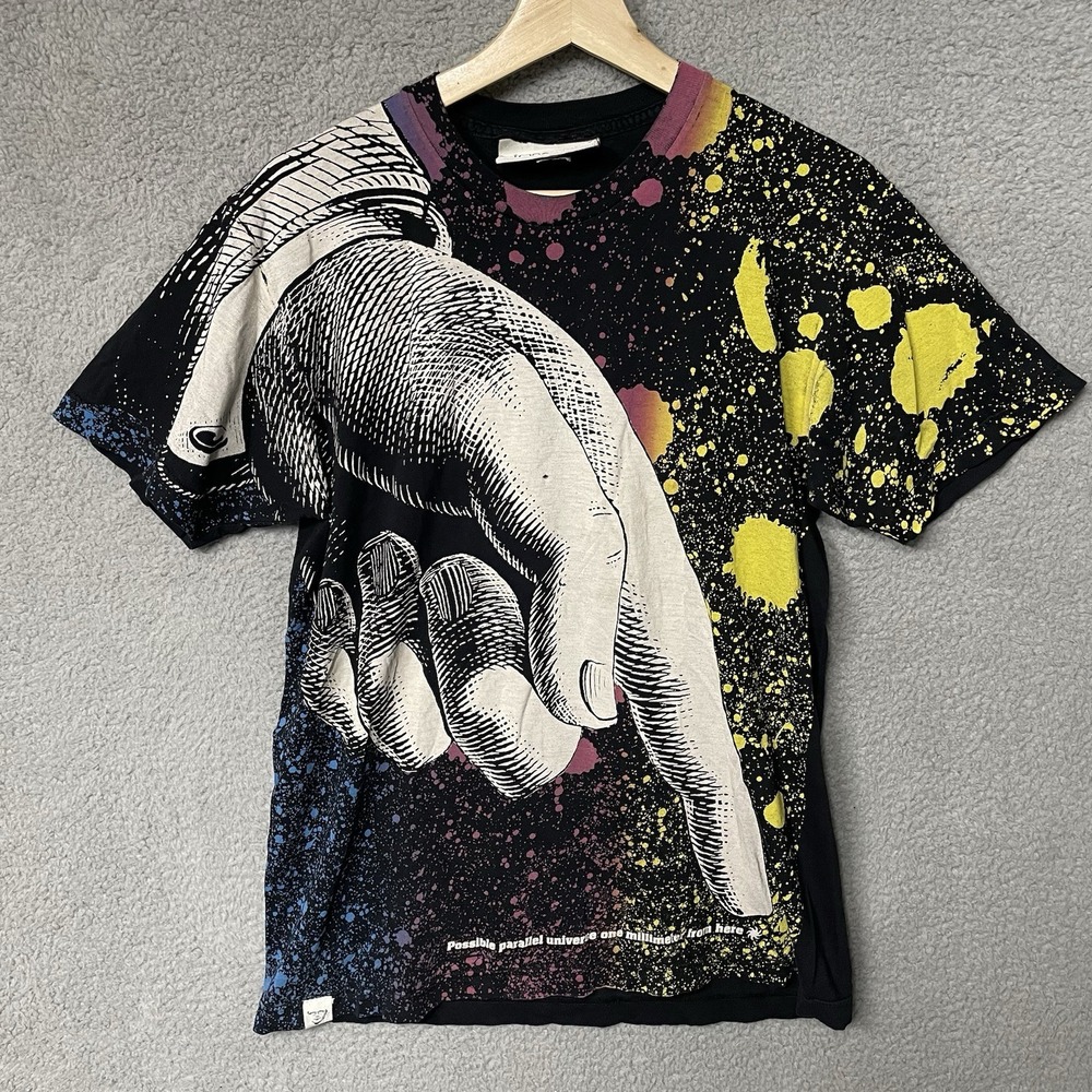 Vtg The Imaginary Foundation All Over Tee T-Shirt Hand Colorful Size M Made USA